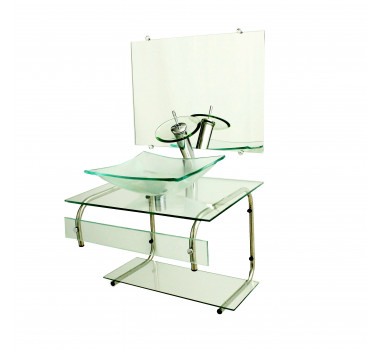 GABINETE DE VIDRO 60CM IT INOX COM CUBA RETANGULAR - INCOLOR