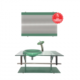 GABINETE DE VIDRO 80CM IQ INOX COM CUBA CHAPÉU REDONDA - VERDE