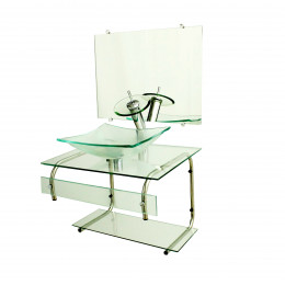 GABINETE DE VIDRO 60CM IT INOX COM CUBA RETANGULAR - INCOLOR