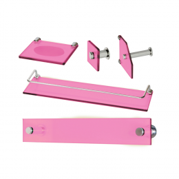 KIT BANHEIRO LUXO RETO 5 PEÇAS - ROSA